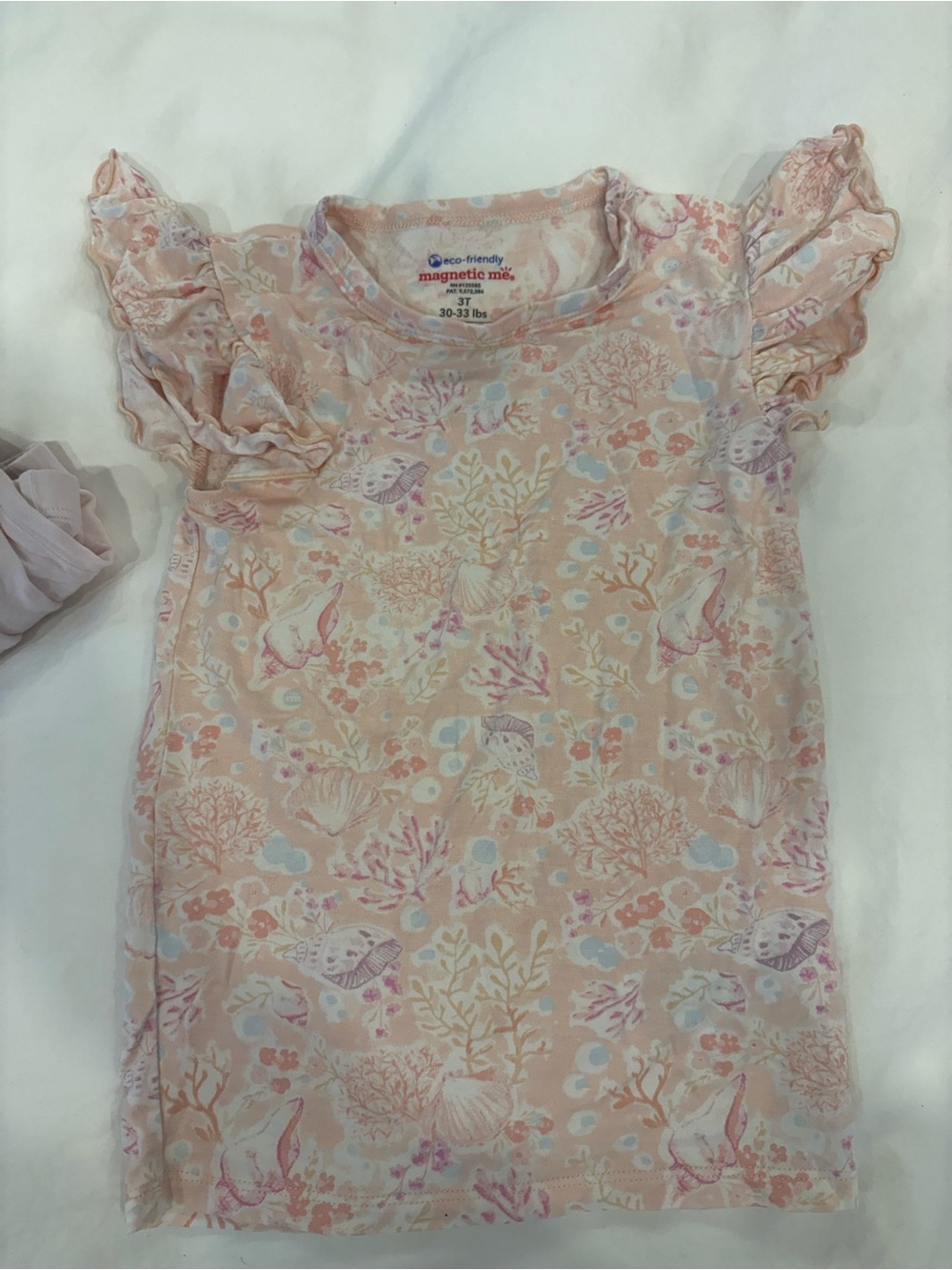Magnetic Me Pink Floral Sea Life Ruffle Sleeve Top with Pants